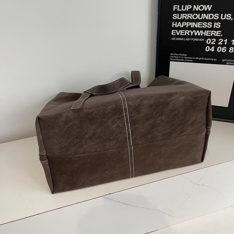 Vintage Suede Tote Bag for Women Large Capacity Casual Shoulder Bag Retro Cross Quilting Soft Hobo Handbag for Daily Commute Work Shopping Travel