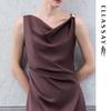 ELLASSAY 2026 Summer Triacetate Cowl Neck Satin Dress