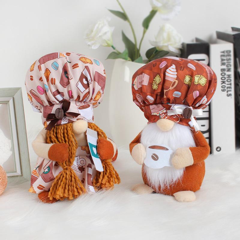 Chef Hat Coffee Cup Doll Props Cute Midget Standing Rudolph Doll Decorative Ornament