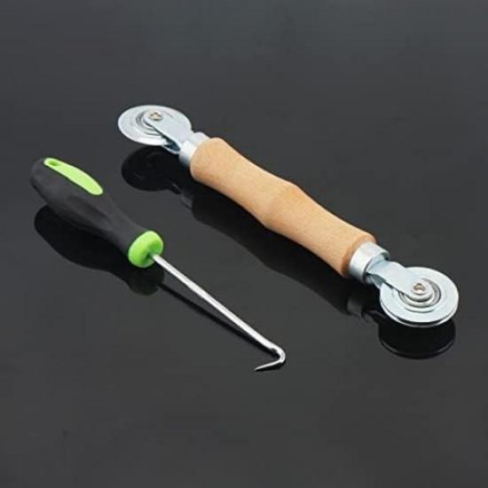 Screen Repair Kit, Roller Tool with Bearing Spline Roller Wooden Handle and P