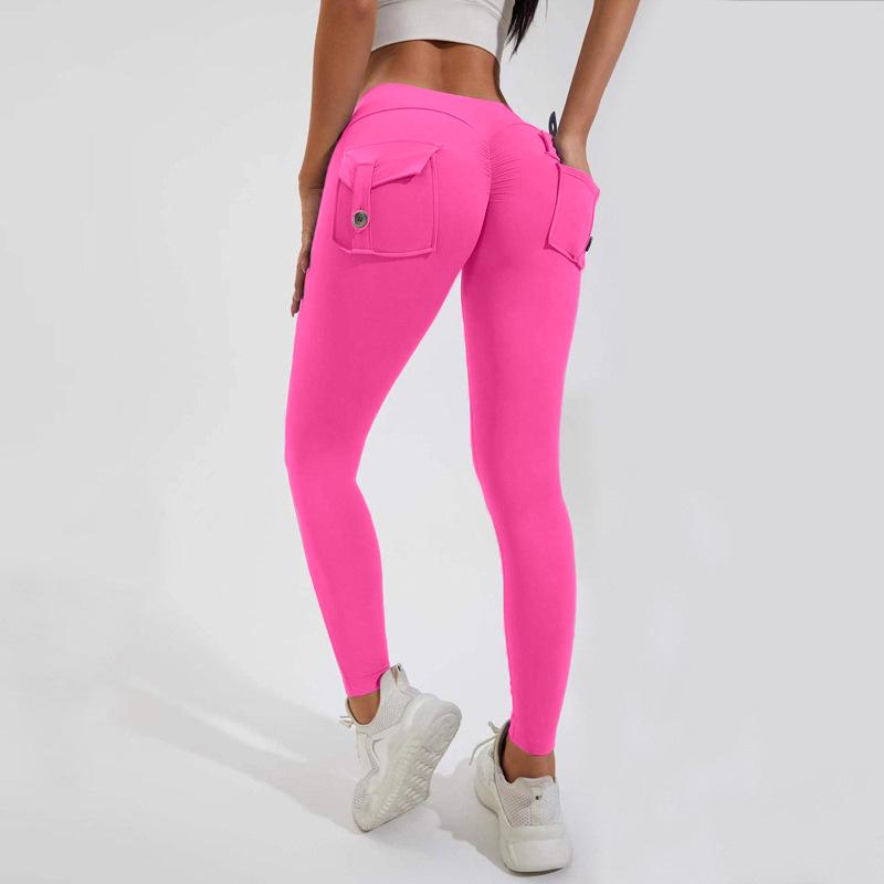 High Waist Cargo Pocket Butt Lift Yoga Pants - Fashion Nude Feel, Elastic Tummy Control, Quick-Dry Leggings