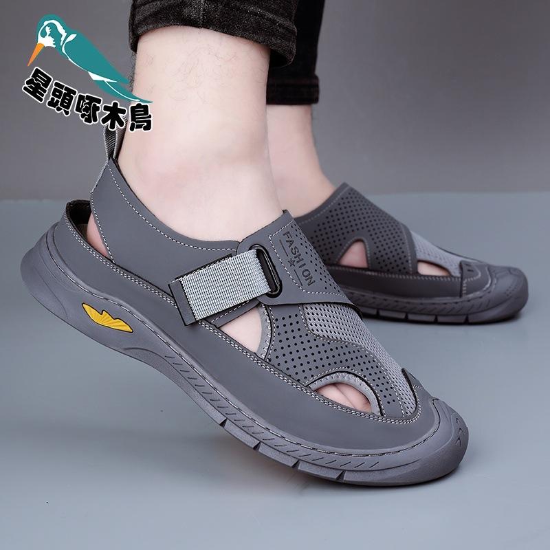 Handmade mesh hollow breathable sandals men's 2025 summer popular beach shoes men's daily sandals