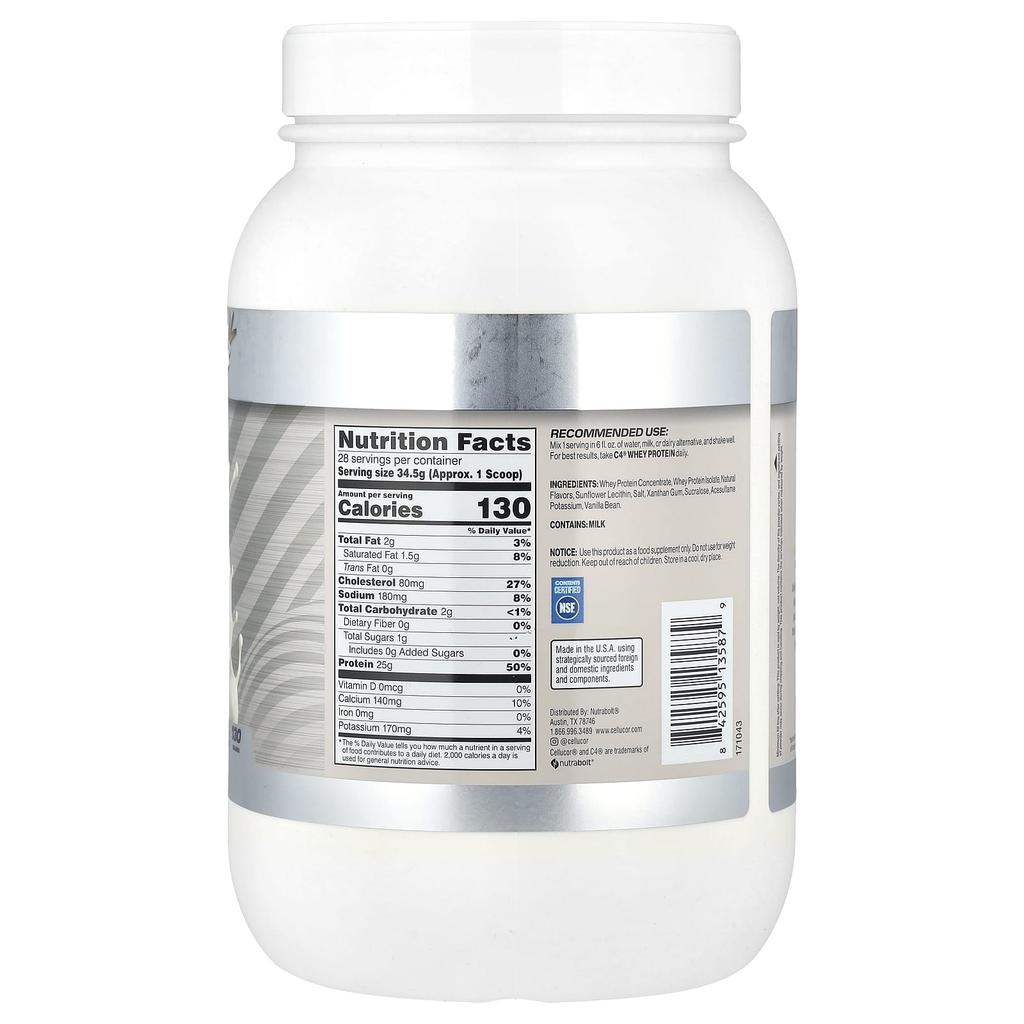 C4 / Cellucor, C4® Whey Protein, Vanilla Bean, 966G (2.13Lb)
