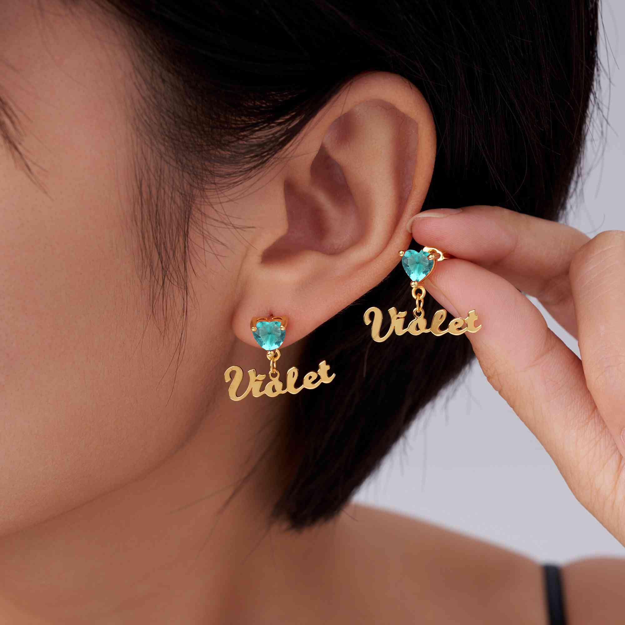 

Personalized Heart Birthstone Earrings Dainty Jewelry With Custom Name Charm Mother s Day Anniversary Birthday Gift For Women