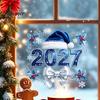 Christmas Window Clings 2027 New Year Static Cling, Glue‑Free Snowflake Glass Festive Home Decor Sticker, Reusable Holiday Stickers for Shop