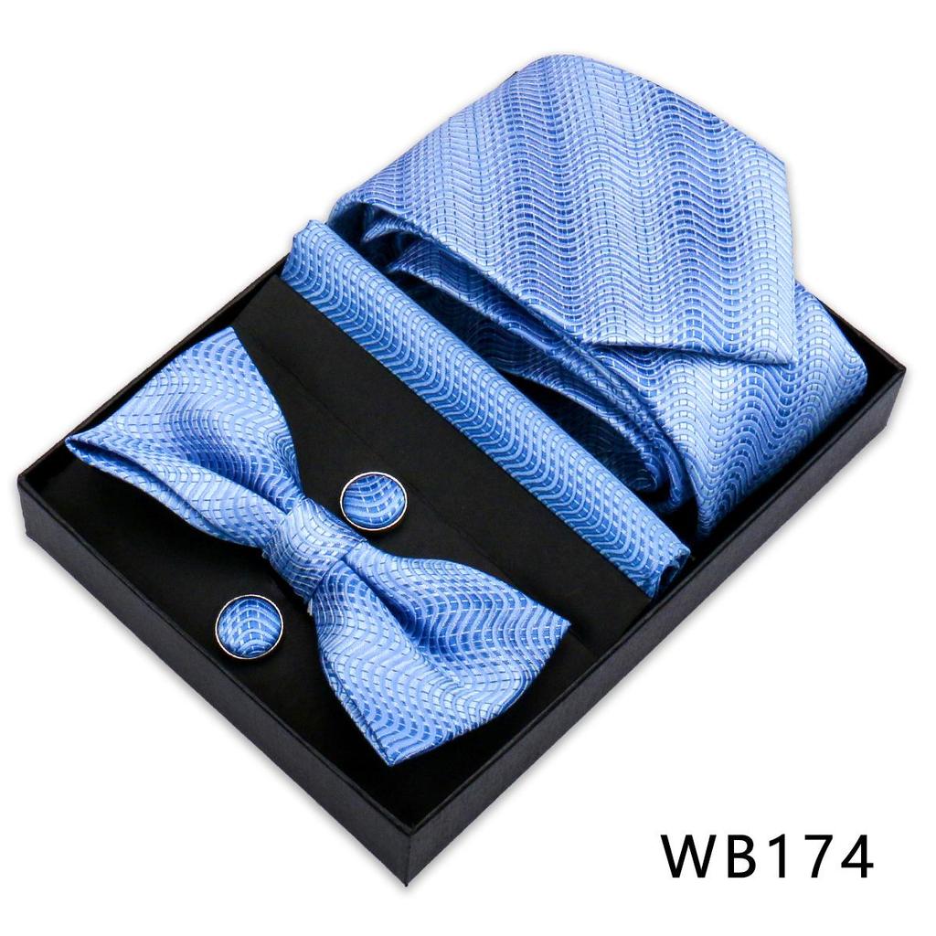 Men's Silk Bow Tie & Pocket Square Gift Set - Business & Wedding