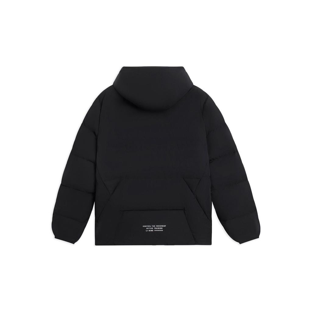 Li-Ning Solid Color Casual Hooded Down Jacket Winter Men Jacket Black AYMS309-4