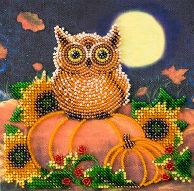 Mini Kit for Embroidery with Beads On Natural Artistic Canvas Abris Art Animals