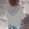 Fashion Women Casual Solid V-Neck Long Sleeves Hooded Sweater Blouse Tops