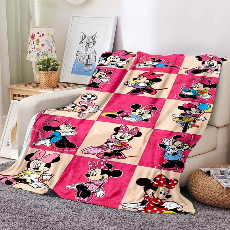 Multi-Sizes Minnie Mouse Cartoon Print Blanket Warm Soft Flannel Material Suitable for All Seasons Adult Children Luxury Gifts