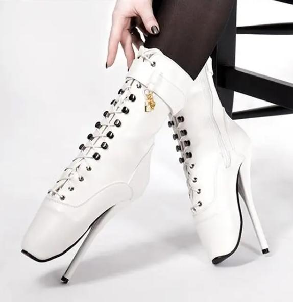 Fashion 18cm Sky-High Heels Ballet Boots Women Sexy Ankle Botas,Fetish Goth Spike Heel,Pointed Toes,Unisex Show Dance Shoes,Custom Color