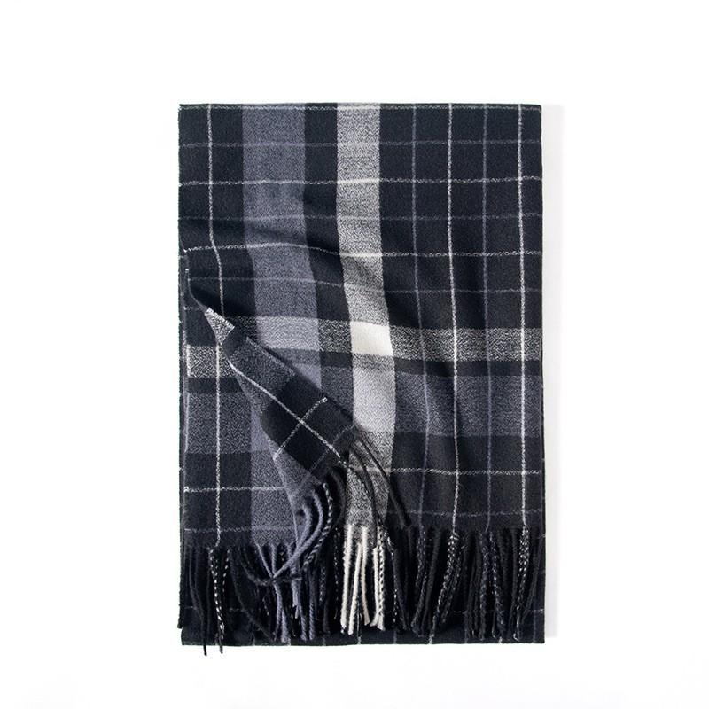 Soft Faux Cashmere Plaid Scarf Women Winter Warm Wrap With Fringe Streetwear Style