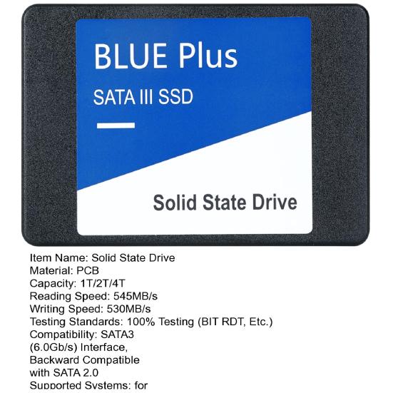 SATA 3 2.5-inch SSD 1/2/4TB Maximum Read 545MB/s Max Write 530MB/s PC Computer Desktop Laptop Internal Solid State Drive Replacement