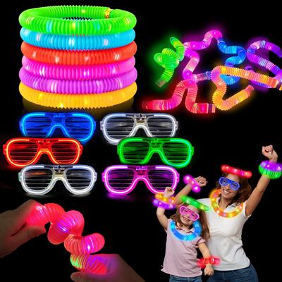 12 PCS Glow Sticks Glasses,Glow In Dark Party Favor Supplies for Kids,New Year Eve Light Up Bracelets Necklaces Neon Glasses for Birthday Wedding