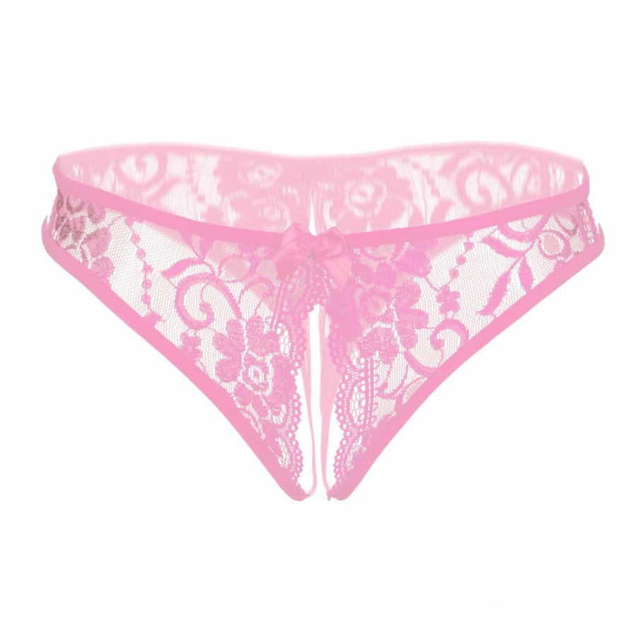 Sexy Underwear Women Thong Bragas Sexy Panties Thong Lace Transparent Hollow Open Crotch Low Waist Word Pants Ladies Briefs