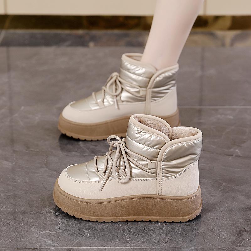 High-top snow boots, piled and thickened in winter, new outer wear, warm and non-slip short cotton shoes K