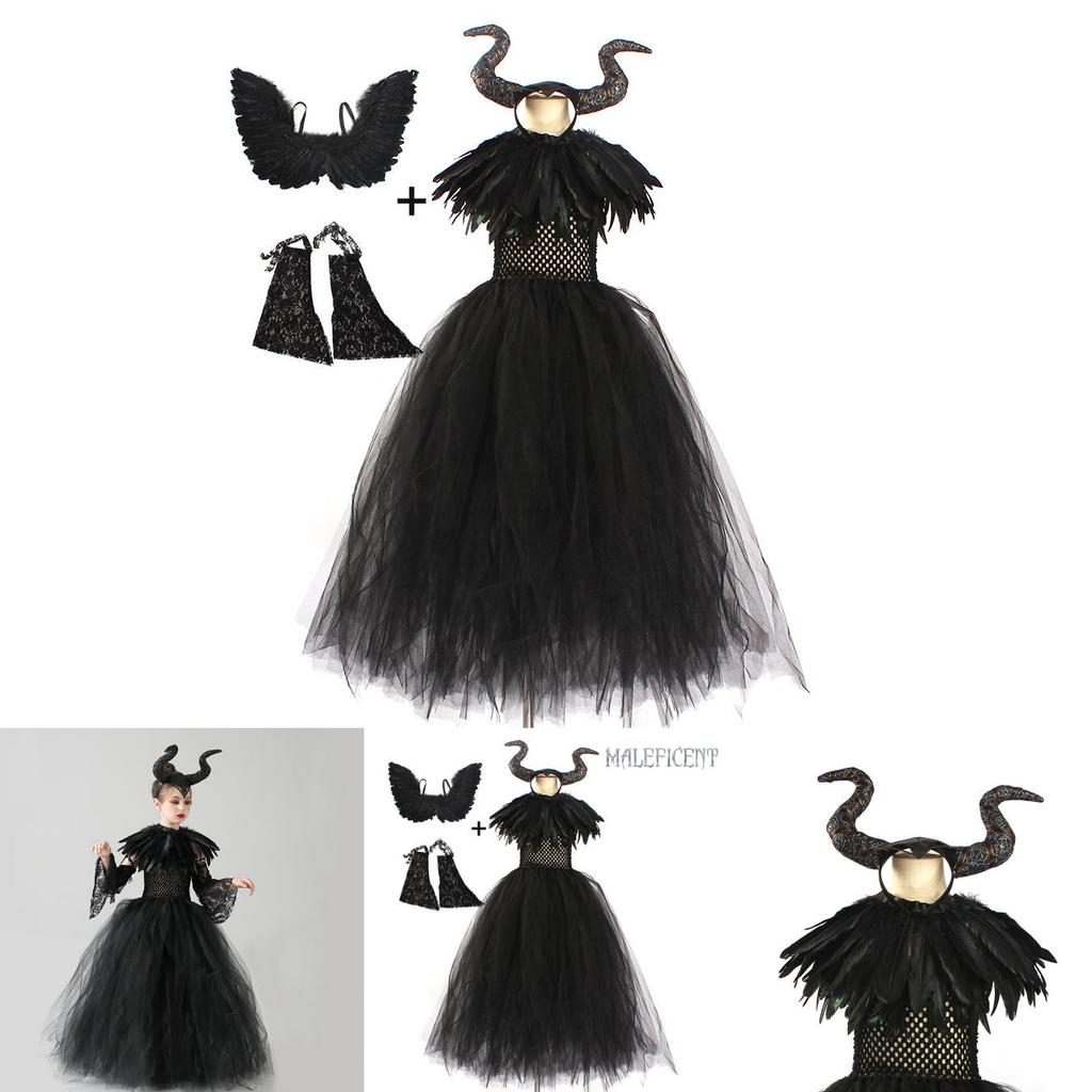 Maleficent Angelina Jolie Cosplay Kostuum Jurk Halloween Feest Outfit Voor Kinderen