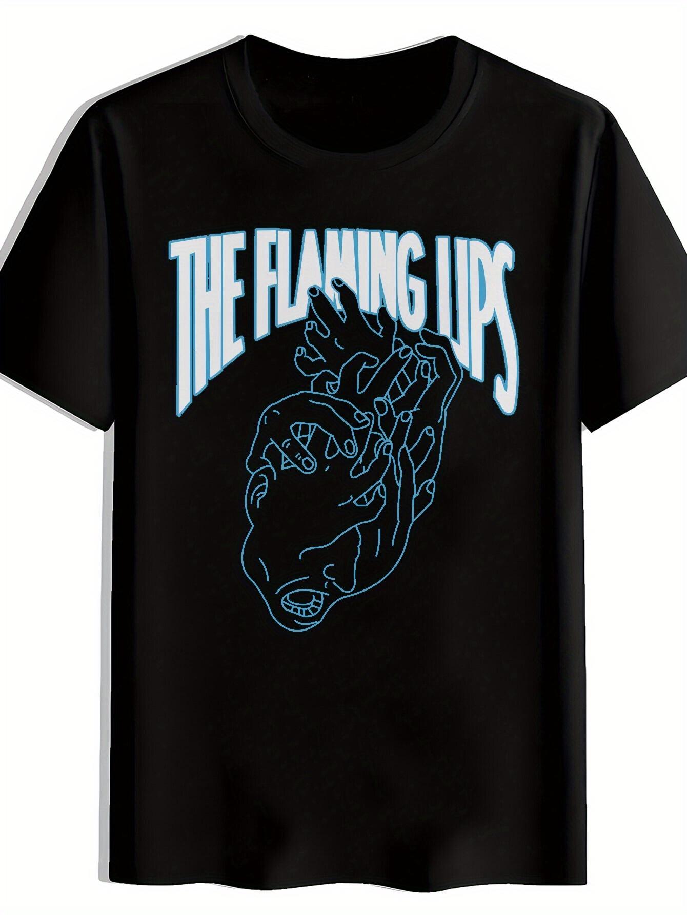 T-shirt The Flaming Lips Graphic - Black Casual Summer Tee with Multi-Hand Abstract Print XXL