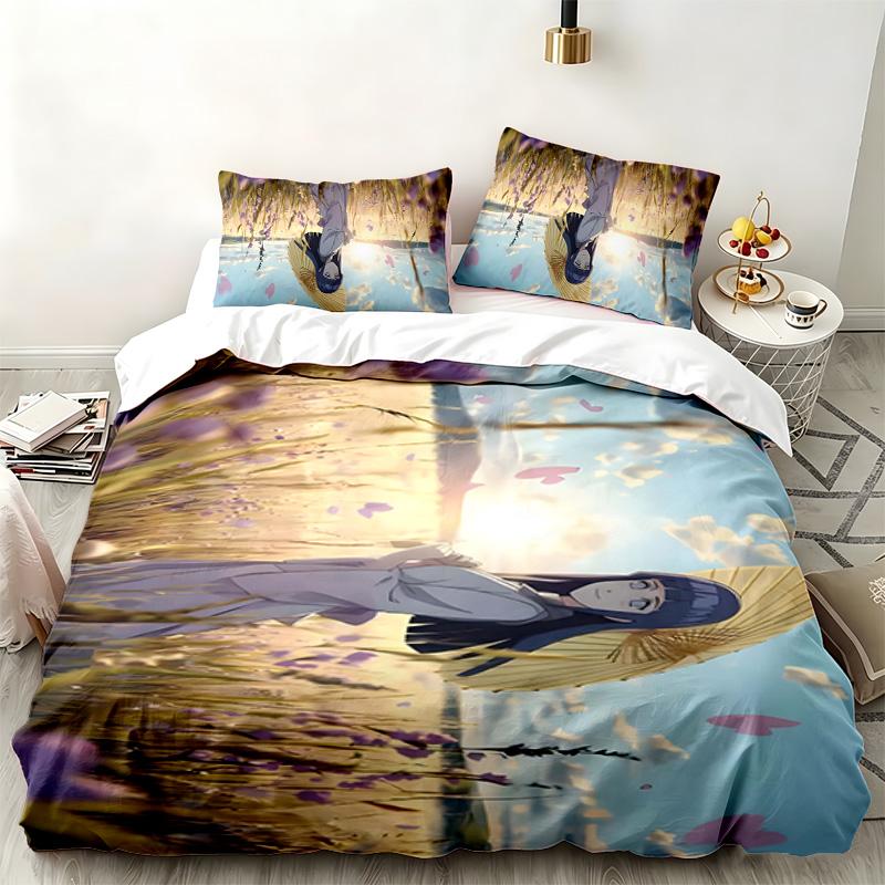 Hyuga Hinata 3pc Set Perfect for Bedroom Use Comfortable Bedding Set Includes a Duvet Cover and Two Pillowcases Ideal Birthday or Christmas Gift