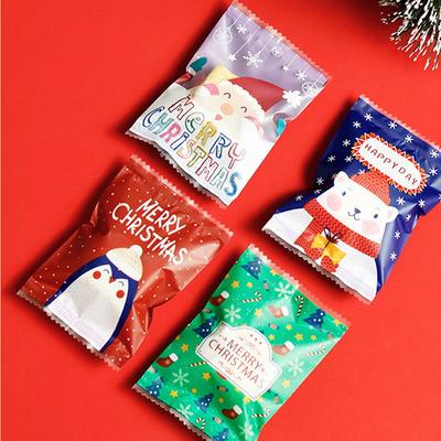 100Pcs 7*10cm Santa Cookie Hot Seal Bags For Handmade Candy Nougat Biscuit Packaging Christmas New Year Party Decoration