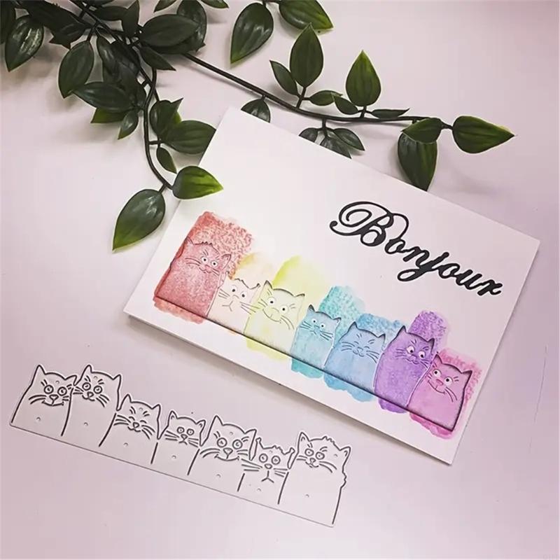 Cats Cutting Dies Carbon Steel Die Cut Templates Decorative Embossing Paper Die for Card Making Scrapbooking Bookmarks