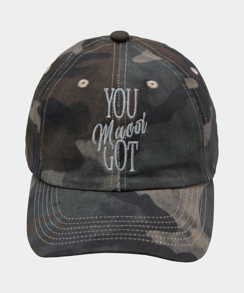 Makoi Basic Washed Lettering Logo Military Camo Cotton Ball Cap [Khaki]