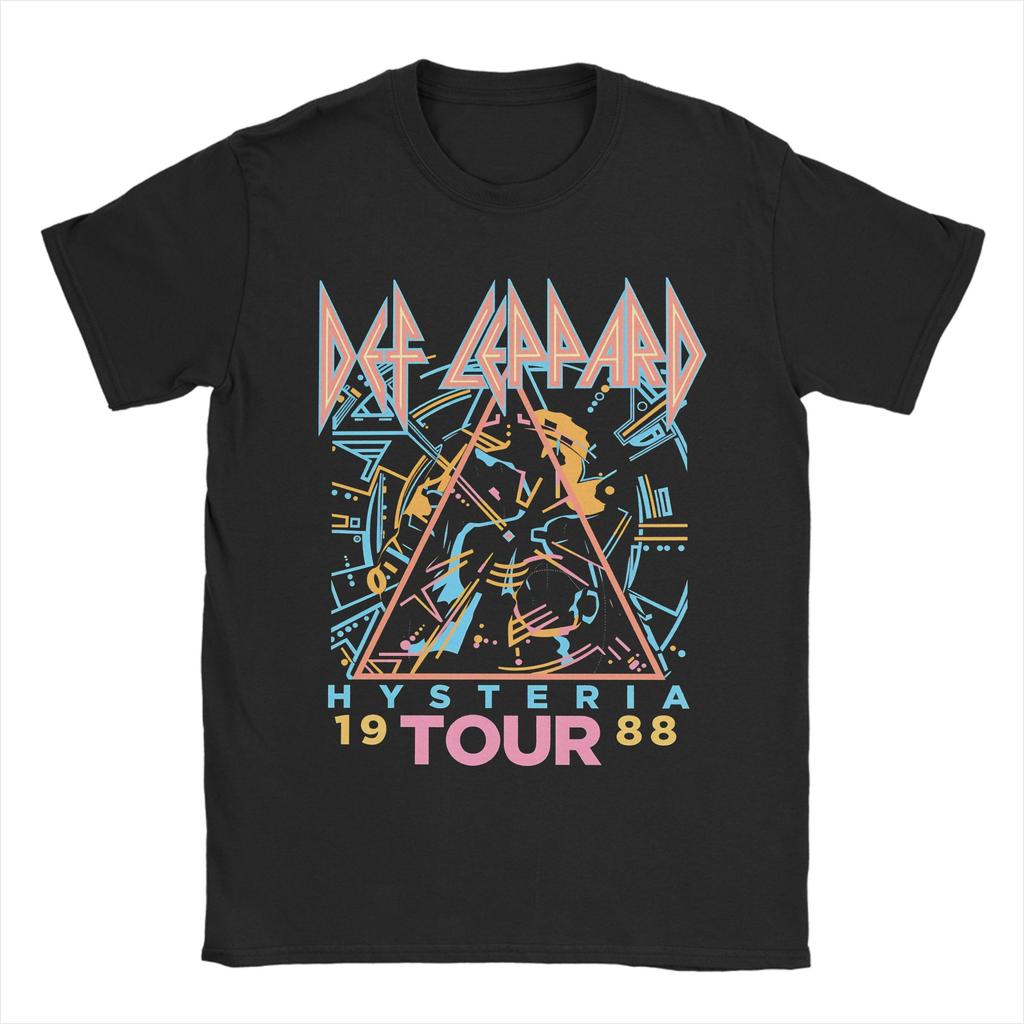 Def Leppard Hysteria TShirt for Men  Casual Pure Cotton Tee Shirt Crewneck Short Sleeve T Shirts Gift Clothing