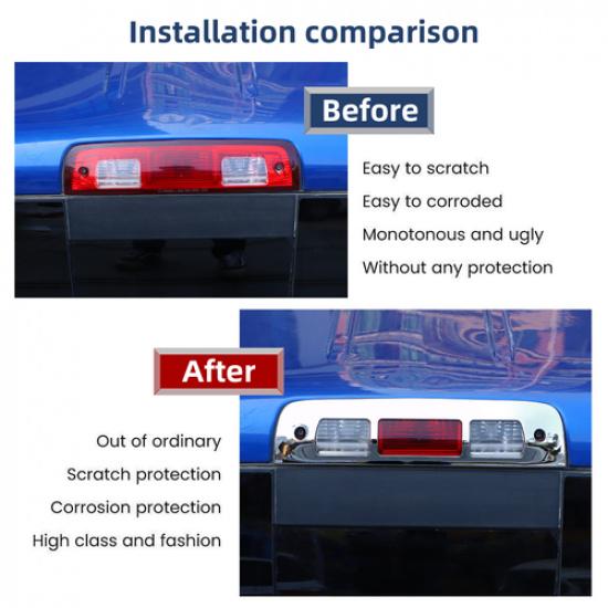 3-Layer Chrome Center Rear 3rd Brake Tail Light Lamp Cover For 2009-18 Dodge Ram