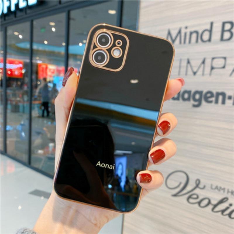 Anwendbar auf iPhone16proMax Geradkantige Galvanisierung 6D Lasergravur Handyhülle 15 Apple 14 Vollabdeckung Feine Lochschutzhülle