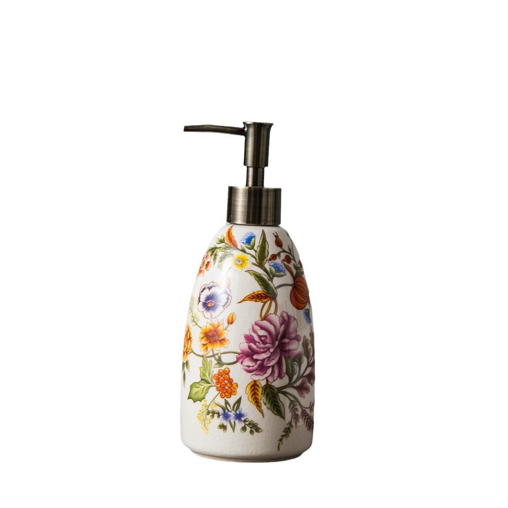300ML Vintage Ceramic Lotion Bottle Creative Flower Soap Dispenser Household Shampoo Shower Gel Makeup Remover Storage Bottle