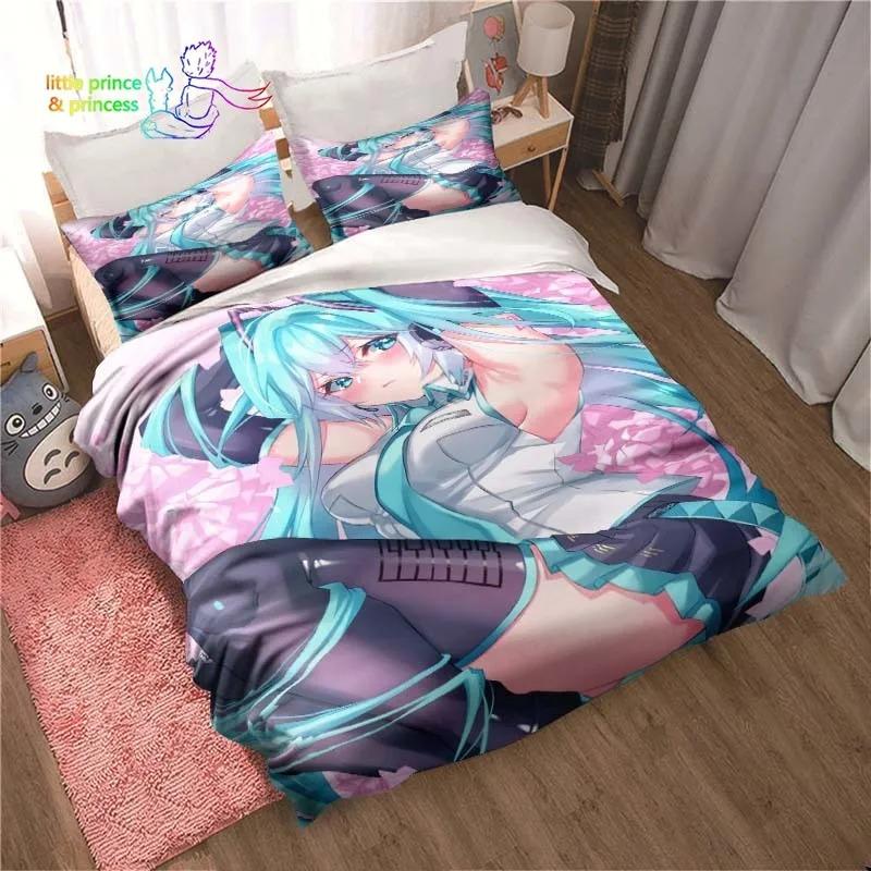 Set de lenjerie de pat Anime Kawaii Japonez Miku Single Twin Full Queen King Size Set de pat Aldult Copil Dormitor Imprimeu 3D