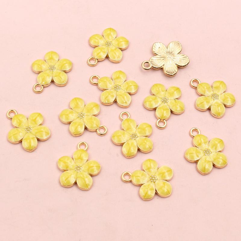 20pcs 17x14mm Flower Charms Pendant Enamel Alloy Small Cute Flower Charms DIY Jewelry Accessories Findings for Necklace Earrings