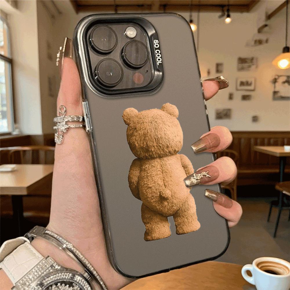 Brown Bear Back View Shockproof Phone Case for Iphone 16 15 14 13 12 11 Pro Max/Mini Anti-Scratch Premium Hard Cover