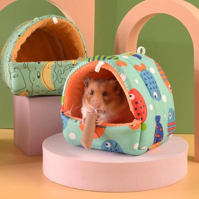 Yousheng Guinea Pig Nest Cartoon Pattern Pet Hideout Warm Small Animal Hamster Squirrel Bed House Cage Accessories