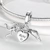 Inlaid Zircon Charm Beads S925 Sterling Silver Color Love Heart Snake Dangle Fit Original  Bracelet Charms Pendant Jewelry