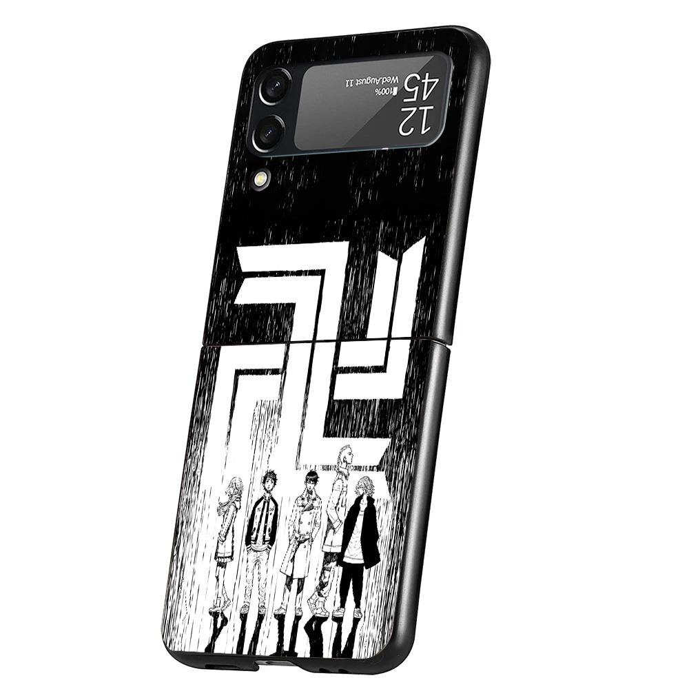 Tokyo Aevengers Black Anime Case Phone Cover for Samsung Galaxy Z Flip 7 6 5 4 3 5G ZFlip7 ZFlip6 ZFlip5 ZFlip4 ZFlip3 Black Fun
