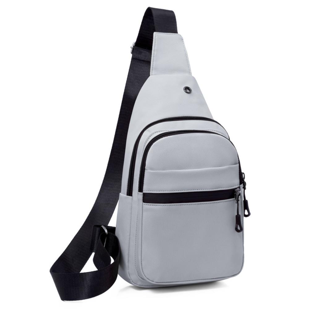 

Solid Color Nylon Crossbody Bag Multi-functional Phone Pouch Bag Simple Men Chest Bag Female серый