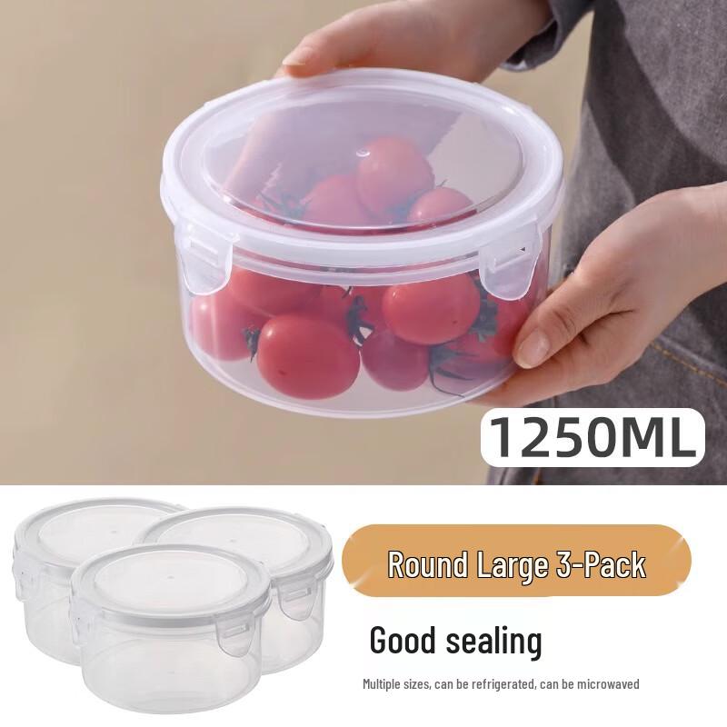 3-Pack Round Thickened Plastic Food Storage Containers
