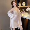 Spring and summer thin women's nightgown sexy lace underwear seduction simulation silk sex pajamas suspenders satin loungewear