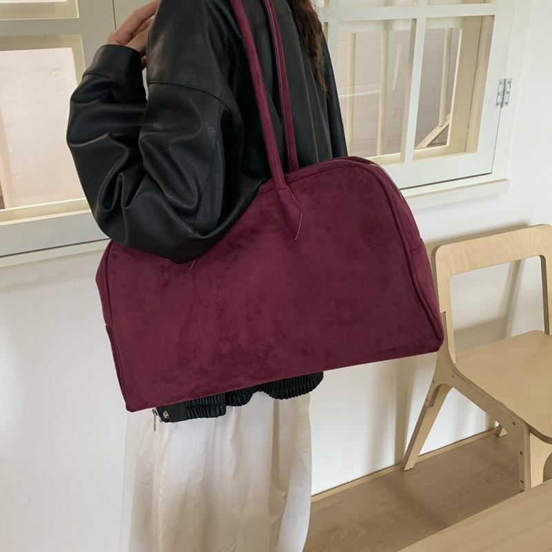 Suede bag women's large-capacity new autumn and winter versatile shoulder underarm bag commuter travel bag