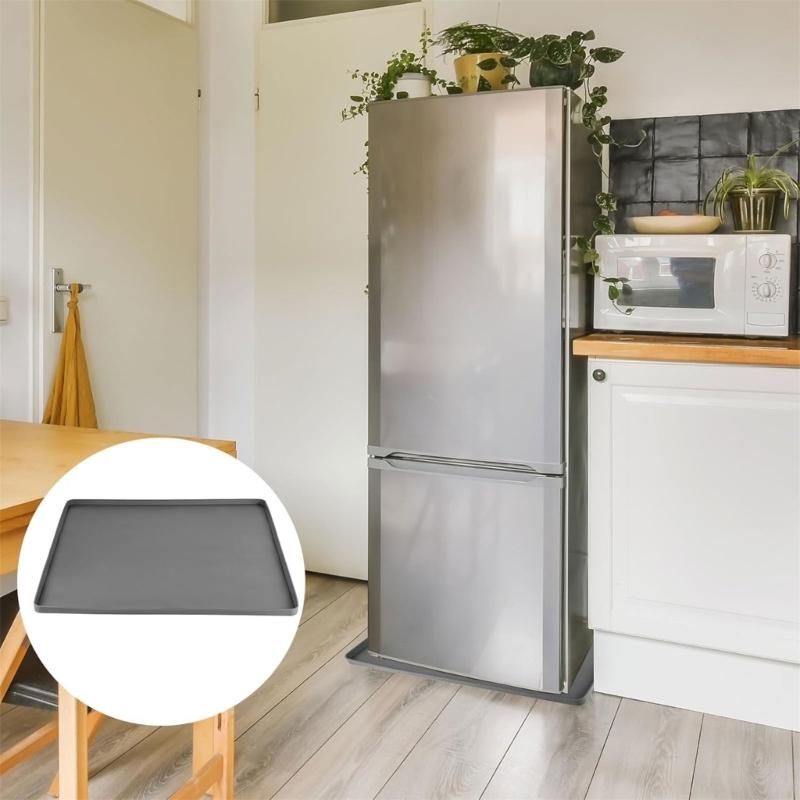 Small Fridge Silicone Mats 23.62x23.62in Washable Drip Pan with Raised Edge Design Protective Mats for Easy Cleaning