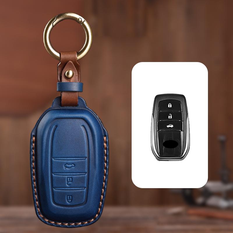 Genuine leather Protector For TOYOTA Camry CHR Corolla RAV4 Avalon Land Cruiser Prado Prius Key Case Cover Fob