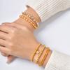 24K PVD Gold Plated Bracelets for Women, Beaded Strand Beads Ball Adjustable Stackable Bracelet, Fashion Party Wedding Jewelry