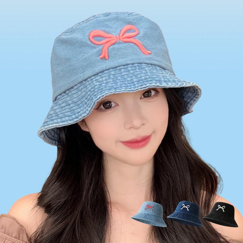 New Big Eaves Sweet Bow Quick-drying Mountaineering Hat Women's Outdoor Travel Bucket Hat Sunscreen Basin Hat