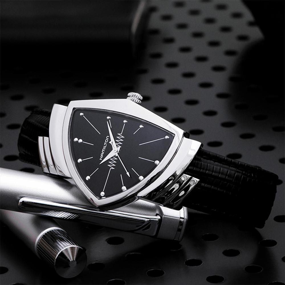 [Hamilton] H24411732 Ventura Quartz Black Unisex Watch (Official Men in Black Watch)