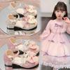Girls Dance Shoes Lolita Sweet Lace Bows Kids Half Sandals Round Toes Ins Trendy 2025 New Children Princess Shoes Elegant Cute