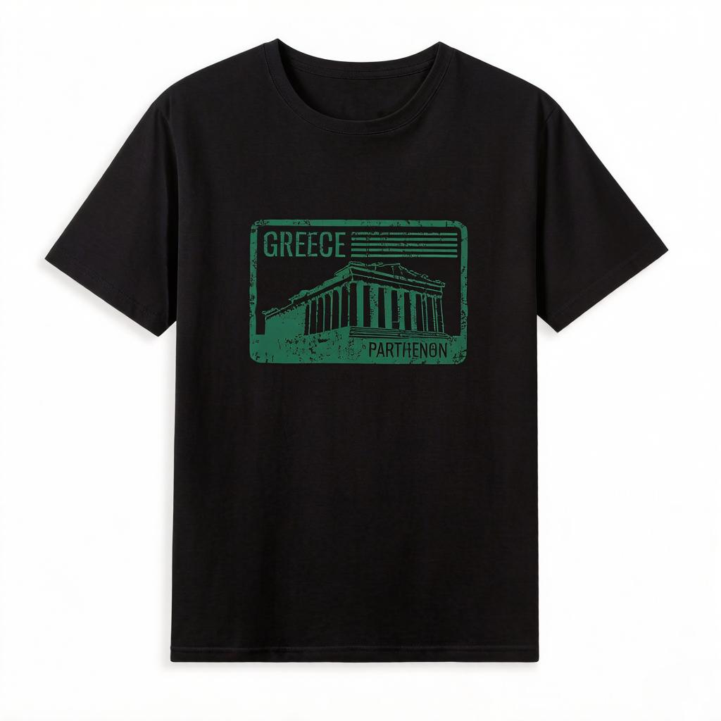 Pure Cotton European National City Landmarks Athens Greece Parthenon Short Sleeve Tshirt Adult Clothes Unisexs Tshirts drip M