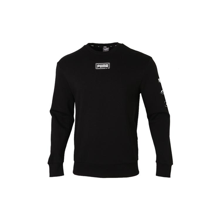 PUMA Rebel Crew Long Sleeve Sweater  Black White  Men s 531293-01 S