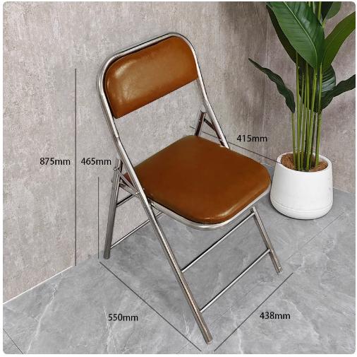 For 304 Stainless Steel Dining Chair Outdoor Heavy-Duty Folding Chair Industrial Backrest Seat Cafe Style Modern Furniture for H