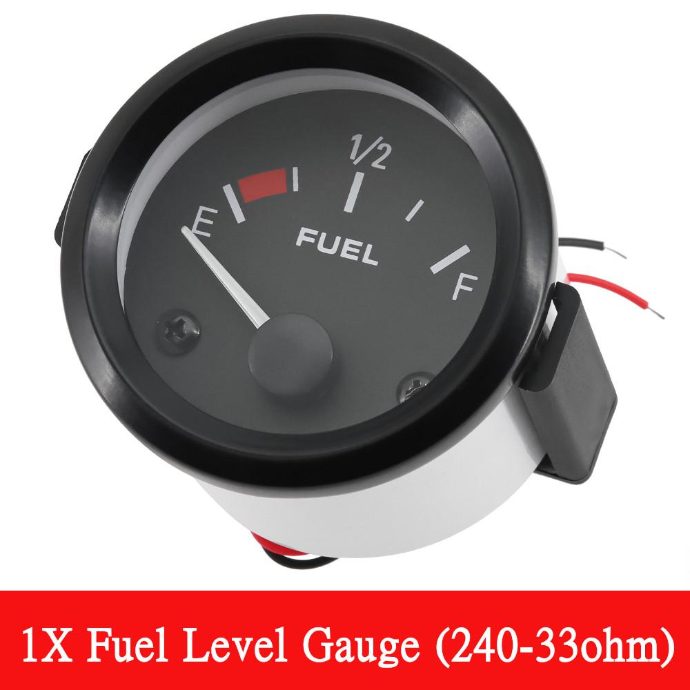 

240-33 Ом указатель уровня топлива + поплавковый датчик топлива, белый светодиодный светильник 52 мм, 2 дюйма, черный корпус, для автомобилей 12 В, автомобильные датчики